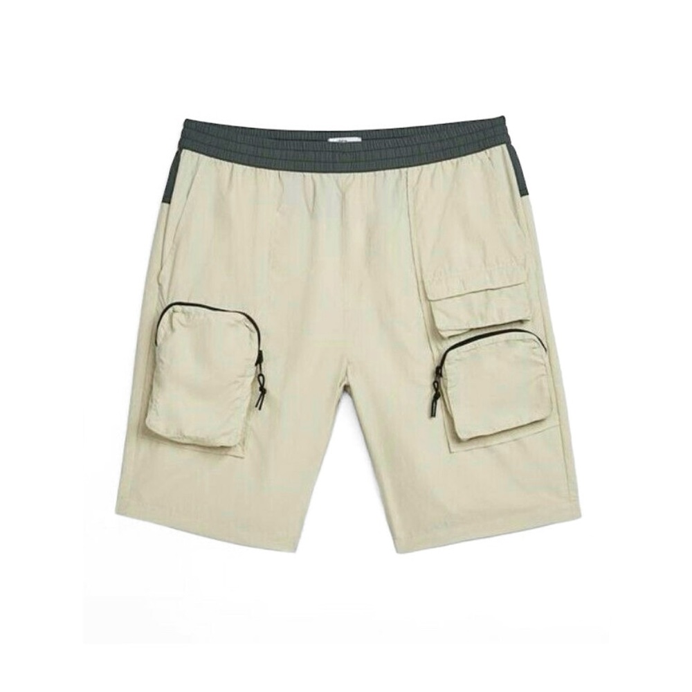 ★ NWT Zara Man “Packable collection“ Cargo Shorts - Cream/Green ★